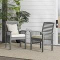 Walker Edison Outdoor Dining Chair - Acacia Wood - Set of 2 - with Cushion - Grey