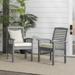 Walker Edison Outdoor Dining Chair - Acacia Wood - Set of 2 - with Cushion - Grey