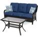 Hanover Orleans 2-Piece Wicker Outdoor Patio Sofa Set Navy Blue