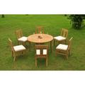 Grade-A Teak Dining Set: 6 Seater 7 Pc: 52 Round Table And 6 Osborne Armless Chairs Outdoor Patio WholesaleTeak #WMDSWVm