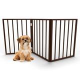 Indoor Pet Gate - 3-Panel Retractable Dog Gate for Stairs or Doorways - 24-Inch Freestanding Folding Pet Fence for Cats and Dogs by PETMAKER (Brown)