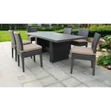 TK Classics Belle Wicker 7 Piece Patio Dining Set with Armless Chairs