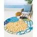 Nourison Tropical Oasis Indoor/Outdoor Modern Floral Multicolor 5 3 x ROUND Area Rug (5 Round)