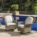 GDF Studio Linsten Outdoor Wicker Swivel Club Chairs with Water Resistant Cushions Set of 4 Brown