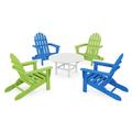 POLYWOOD Classic Folding Adirondack 5-Piece Conversation Group in Pacific Blue / Aruba / White