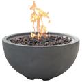 Modeno Outdoor Nantucket Fire Pit Table Grey Durable Round Fire Bowl Glass Fiber Reinforced Concrete Propane Patio Fire Place 27 Inches Electronic Ignition Cover and Lava Rock Included