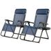 Gymax 2PCS Folding Zero Gravity Lounge Chair Recliner w/ Cup Holder Pillow Blue