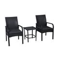 Polytrends Bradbury Outdoor 3-pc. Wicker Bistro Patio Set with Cushions Black