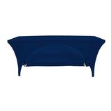 Your Chair Covers - Stretch Spandex 8 Ft Open Back Rectangular Table Cover Navy Blue for Wedding Party Birthday Patio etc.