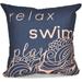 Simply Daisy 16 x 16 Mellow Mantra Word Print Outdoor Pillow Black