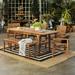 Walker Edison 6-Piece Extendable Outdoor Patio Dining Set - Brown