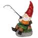 Exhart Good Time Fishing Frank Garden Gnome Statue 8.5in.W x 6in.D x 13in.H Resin Multicolor Resin