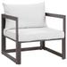Modway Fortuna Modern Aluminum Outdoor Armchair in Brown/White