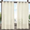 Exclusive Home Curtains Miami Semi-Sheer Textured Indoor/Outdoor Grommet Top Curtain Panel Pair 54x84 Ivory