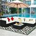 Costway 7PCS Patio Rattan Sofa Set Sectional Conversation Furniture Set Garden Beige