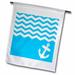 3dRose Light blue and white chevron with nautical anchor - sailor zigzag pattern waves - sea ocean zig zags - Garden Flag 12 by 18-inch