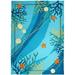 Diva At Home 1.83 x 2.83 Blue and Green Life Underwater Hand Hooked Outdoor Area Throw Rug