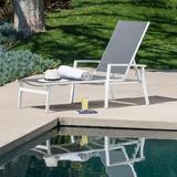 Hanover Naples 2x2 Sling Outdoor Folding Chaise Lounge Chair Gray