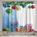 Christmas Curtains 2 Panels Set Colorful Surprise Present Boxes Bowties and Vibrant Xmas Balls Fir Tree Branches Window Drapes for Living Room Bedroom 55W X 39L Inches Multicolor by Ambesonne