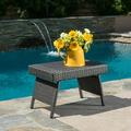 Anthony Outdoor Wicker Adjustable Accent Folding Table Gray