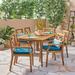 Josephine Outdoor 7 Piece Acacia Wood Dining Set with Cushions Teak Blue