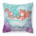 Carolines Treasures BB7348PW1818 Rabbit & Squirrel Bathing Watercolor Fabric Decorative Pillow