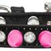 Crystal and Bright Pink Spikes Dog Collar