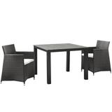 Modern Urban Contemporary 3 pcs Outdoor Patio Wicker Dining Set Brown White Plastic