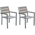 CorLiving Sun Bleached Grey Outdoor Dining Chairs Set of 2