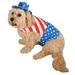Patriotic Dog Costume American Flag Pet T-Shirt & Hat Set Uncle Sam
