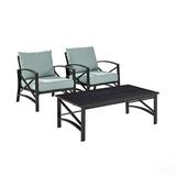 Crosley Furniture Kaplan 3 Pc Outdoor Seating Set With Mist Cushion - Two Outdoor Chairs Coffee Table