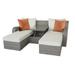 Home Roots Patio Sectional & Ottoman Set in Beige Fabric & Gray - 3 Piece