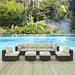 Modway Convene 8 Piece Outdoor Patio Sectional Set in Espresso Beige