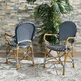 Safavieh Hooper Outdoor Stacking Arm Chair Set of 2 - Navy/White
