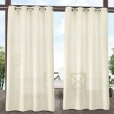 Exclusive Home Curtains Miami Semi-Sheer Textured Indoor/Outdoor Grommet Top Curtain Panel Pair 54x108 Ivory