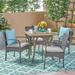 Hayden Outdoor 5 Piece Acacia Wood and Wicker Dining Set with Cushions Gray Gray Gray
