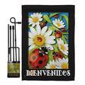 Breeze Decor BD-BG-GS-104072-IP-BO-D-US11-BD 13 x 18.5 in. Paraiso de Tortolitas Garden Friends Bugs & Frogs Impressions Decorative Vertical Double Sided Flag Set with Banner Pole