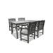 5-Piece Gray Hand Scraped Wood Finish Table Outdoor Furniture Patio Dining Set with Curve Back Chairs 59
