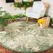 SAFAVIEH Courtyard Robena Distressed Leaf Indoor/Outdoor Area Rug Beige/Green 6 7 Round