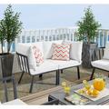 Modway Riverside 2 Piece Outdoor Patio Aluminum Sectional Sofa Set in Gray White