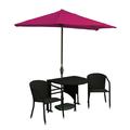 Blue Star Group Terrace Mates Adena All-Weather Wicker Java Color Table Set w/ 7.5 -Wide OFF-THE-WALL BRELLA - Red Olefin Canopy