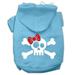 Mirage Pet Products Skull Crossbones Bow Screen Print Pet Hoodies Size 16 Baby Blue