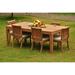 Teak Dining Set: 6 Seater 7 Pc: Large Caranasas 122 Dining Rectangle Table Table & 6 Giva Armless Chairs Outdoor Patio Grade-A Teak Wood WholesaleTeak #WMDSGV58