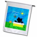 3dRose Cute Black Kitty Cat Summer Time Pool Fun - Garden Flag 12 by 18-inch
