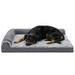 FurHaven Pet Products Two-Tone Faux Fur & Suede Deluxe Orthopedic Chaise Lounge Pet Bed for Dogs & Cats - Stone Gray Jumbo