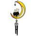 Cat Lovers On Crescent Moon Glass Gem Resonant Black Coated Copper Wind Chime Garden