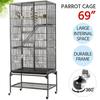 SMILE MART 69 H Rolling Extra Large Metal Bird Cage with Detachable Stand for Parrots Black