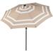 Sunnydaze Solar LED Lighted 9 Aluminum Umbrella with Tilt & Crank - Beige Stripe