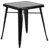 Emma + Oliver Commercial Grade 23.75 Square Black Metal Indoor-Outdoor Table