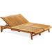 WholesaleTeak Outdoor Patio Grade-A Teak Wood Multi Position Sun Double Chaise Lounger Steamer with slide out Tray - Furniture only -- Giva Collection #WMCHGV2